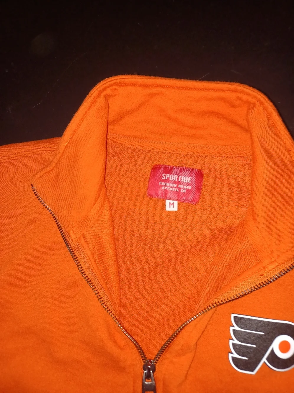 Philadelphia Flyers Orange Quarter Zip Pullover Size Medium Sportique Brand Med